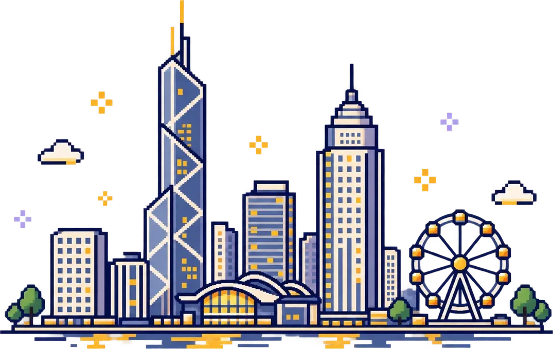 香港天際線像素插圖